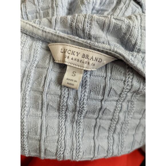 Lucky Brand Baby Blue Twist Front Sleeveless Peplum Top Sz Small - Picture 9 of 9